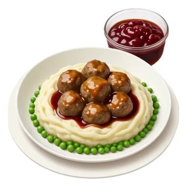 swedish ikea meatballs with mashed potatoes peas and jam sticker