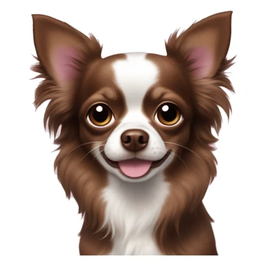 dark brown longhaired chihuahua with a small white dot n forehead and brown nose with a pink spot on the left sticker