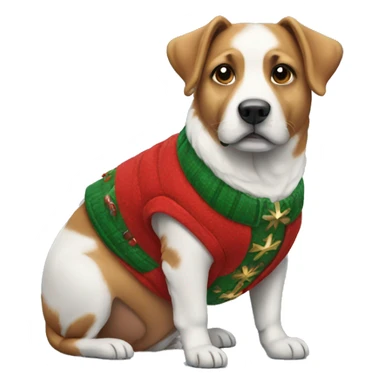 dog wearing a christmas vest sticker