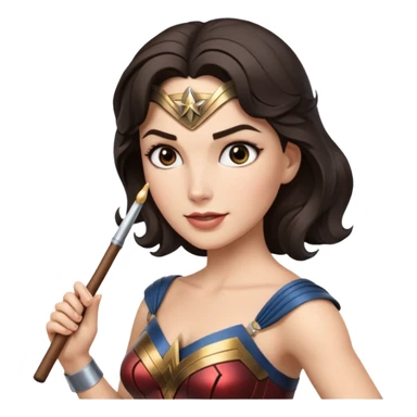 Wonder Woman holding white orchestra conductor’s baton sticker