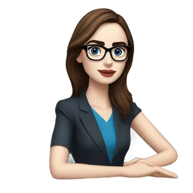Lily collins blue eyes wearing glasses in a business meeting  sticker