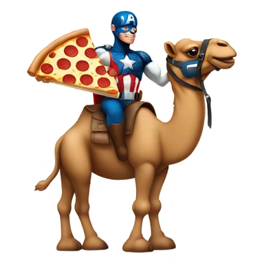 Captain America as a camel ordering Little Caesars Pizza sticker