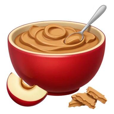 bowl with apple chunks with peanut butter sticker