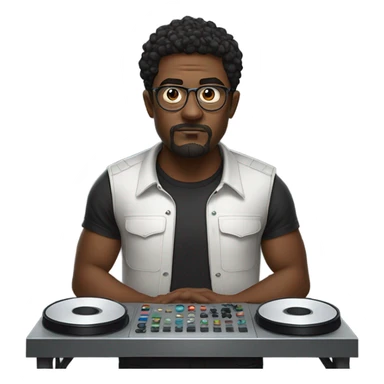 A beatmaker men with a 16-pad drum machine emoji  sticker