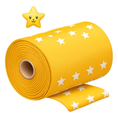 yellow roll of fabric with star pattern, smart fabric, high-tech textile sticker
