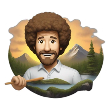 bob ross painting a picture sticker