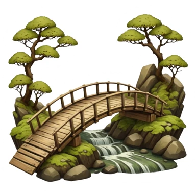 Old Japanese wooden bridge sticker