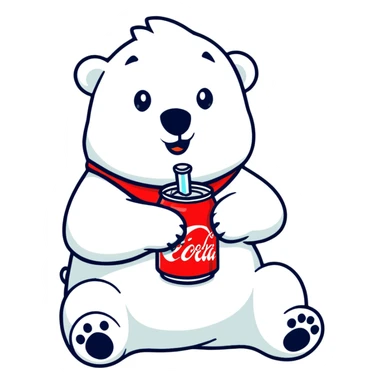 polar bear in a Hawaiian shirt drinking Coca Cola sticker