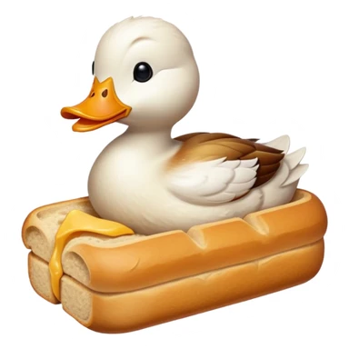 duck made of gluten emerging from a loaf of bread sticker