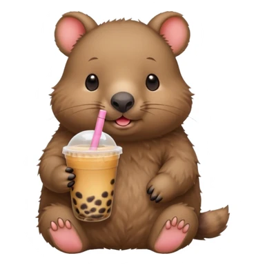 wombat drinks bubble tea sticker