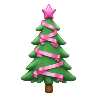 Pink ribbon Christmas tree sticker