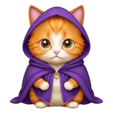 baby orange cat in purple cloak sticker