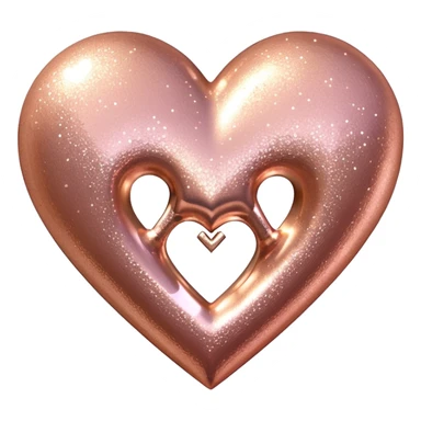Edit the glittery gold color heart to a glittery rose gold color heart with a subtle gradient and no border. Keep the background transparent. Maintain the glittery texture and subtle gradient effect in rose gold tones sticker