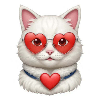 a cute white cat wearing heart sunglasses while smilling sticker