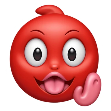 ohm red character shiny eyes tongue out sticker