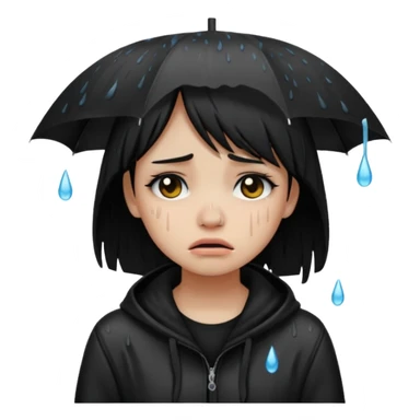 emo girl crying in the rain sticker