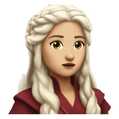 daenerys tan skin dark eyes serious look long hair dark red clothing feminine  sticker