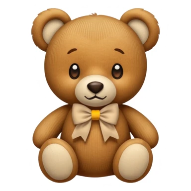 Corduroy texture plush bear ribbed texture with brown bow  sticker