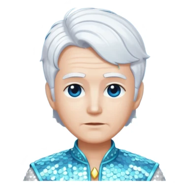 Uranus from Mythology with white hair, white sequin outfit sticker