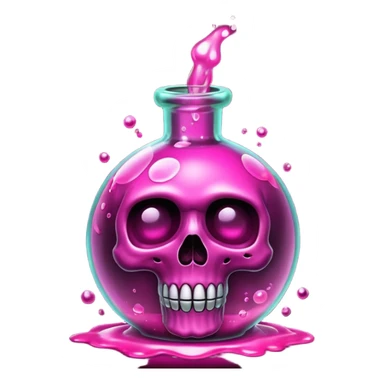 glitter toxic pink potion with dead symbol
 sticker