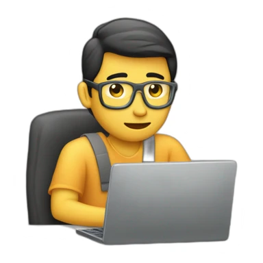 un chico en sentado en la computadora editando la compu se tiene que ver sticker