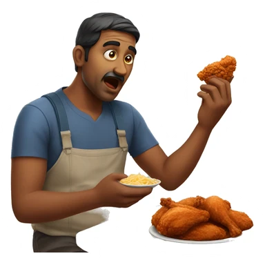 Indian man eating fried chicken  sticker
