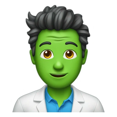 Green guy with devil horns blue shirt and white pants sticker