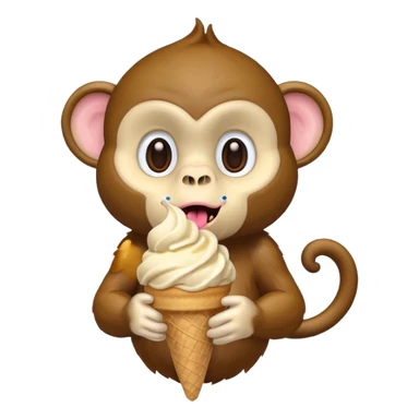 a monkey with an ice cream cone coming out of its mouth sticker
