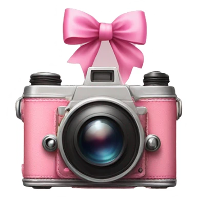 old fashioned camera with a pink bow around it sticker