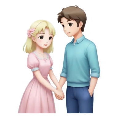 Pastel warm-colored romantic vintage gorgeous beautiful lush sensual sweet cute anime sparkly Moonlight couple date sticker