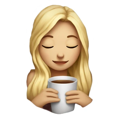 girl inside a blanket sipping coffee eyes closed blonde sticker