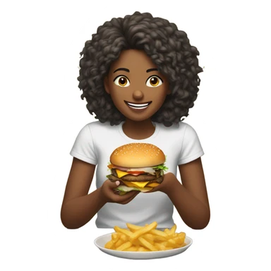 Girl eating fast food  sticker