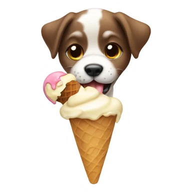 Puppy licking ice cream sticker