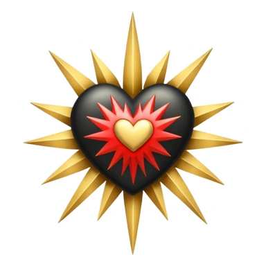 heart with black and gold starburst sticker