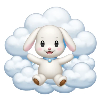 Cinnamon roll from sanrio dancing in the clouds that looks just like him from the cartoon sticker