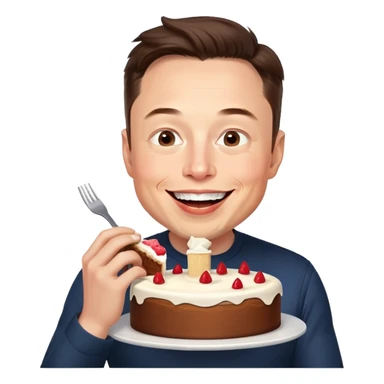 Elon Musk eats cake. sticker