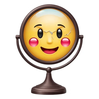 Minimalist emoji-style sticker of a vanity mirror with dim bulbs and cracked glass, words “Am I real yet?” smeared in dusty lipstick tone


 sticker