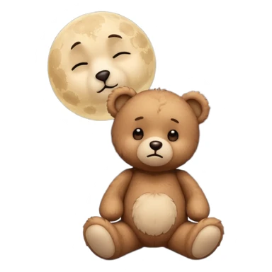 Sad Teddy bear looking up at moon sticker