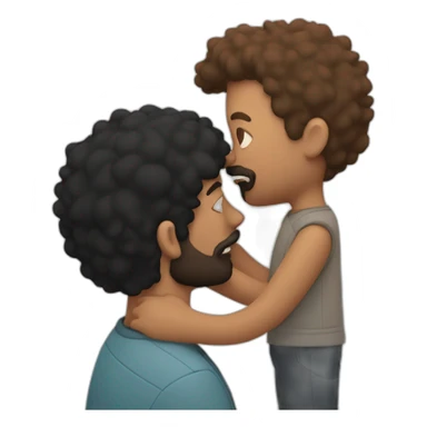 White Man with black hair and ginger beard is kissing white man with black hair and shaved bear sticker