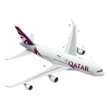 Qatar airways A380 taking off trailing confetti sticker