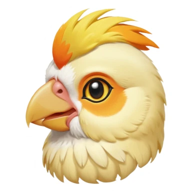lutino cockatiel emoji, head tilt, yellow crest and orange cheeks, cute and friendly sticker
