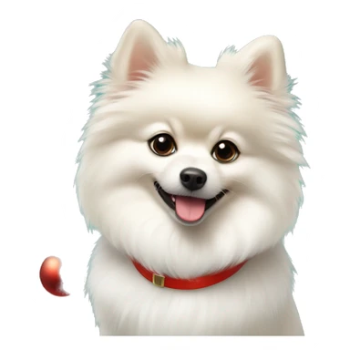White dog Pomeranian spitz with Christmas decorations  sticker