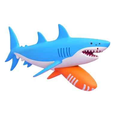 blue shark with blue Nike tennis shoes, running on land sticker