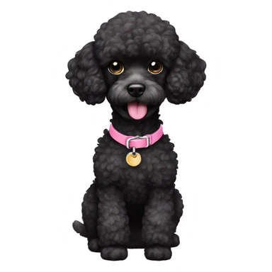 black toy poodle pink collar sticker