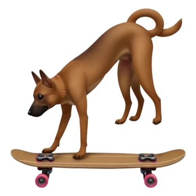 Belgian Malinois doing a handstand on a skateboard sticker