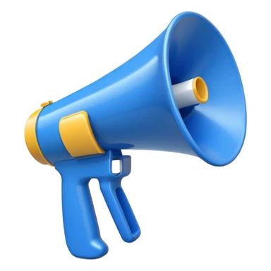3d cartoonish blue and white megaphone  sticker
