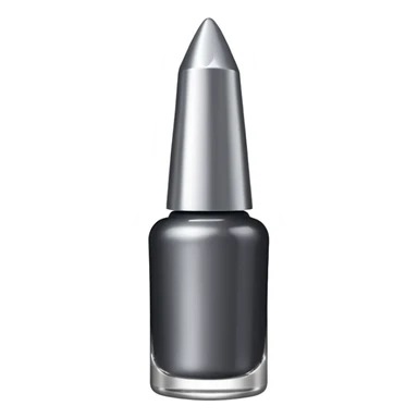 Dark grey metallic   nail polish bottle with a tall pointy cap sticker