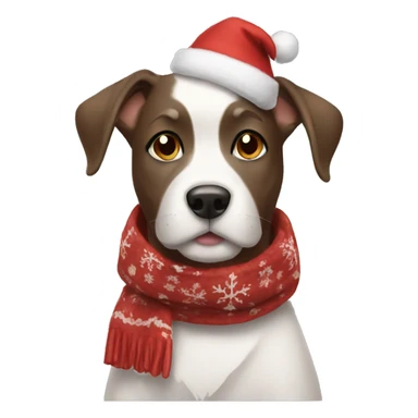 Dog wearing holiday scarf sticker