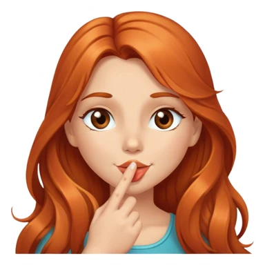 Girl with long copper hair, brow eyes, blowing a kiss and winking sticker