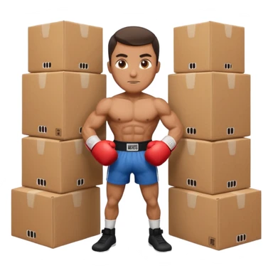 Can you make a man who is a boxer made square cardboard boxes sticker